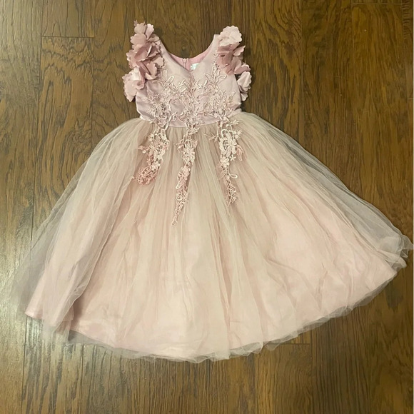 Trish Scully Bianca Gown in Rose, Size 4, Lace, Tulle , Formal, Floor Length - Picture 4 of 11